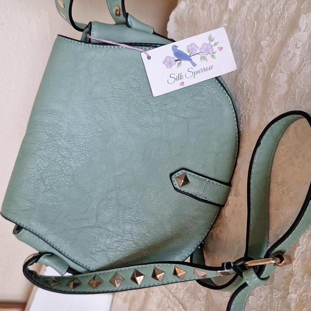 Silk Sparrow Studded Crossbody Purse Sea Green - Picture 3 of 13